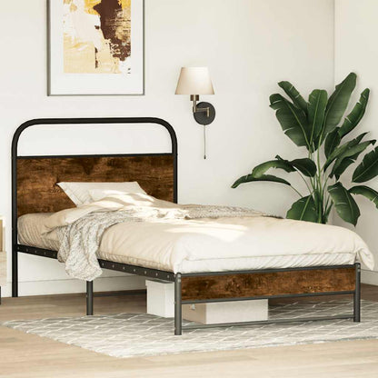 vidaXL Bed Frame Without Mattress 90x190 cm Smoked Oak Engineered Wood 1