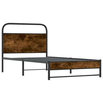 vidaXL Bed Frame Without Mattress 100x190 cm Smoked Oak Engineered Wood 2
