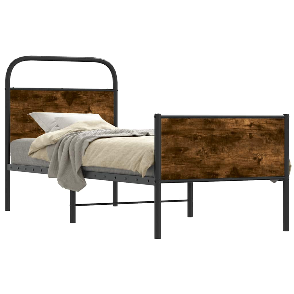 vidaXL Bed Frame without Mattress 75x190 cm Sonoma Oak Engineered Wood 2