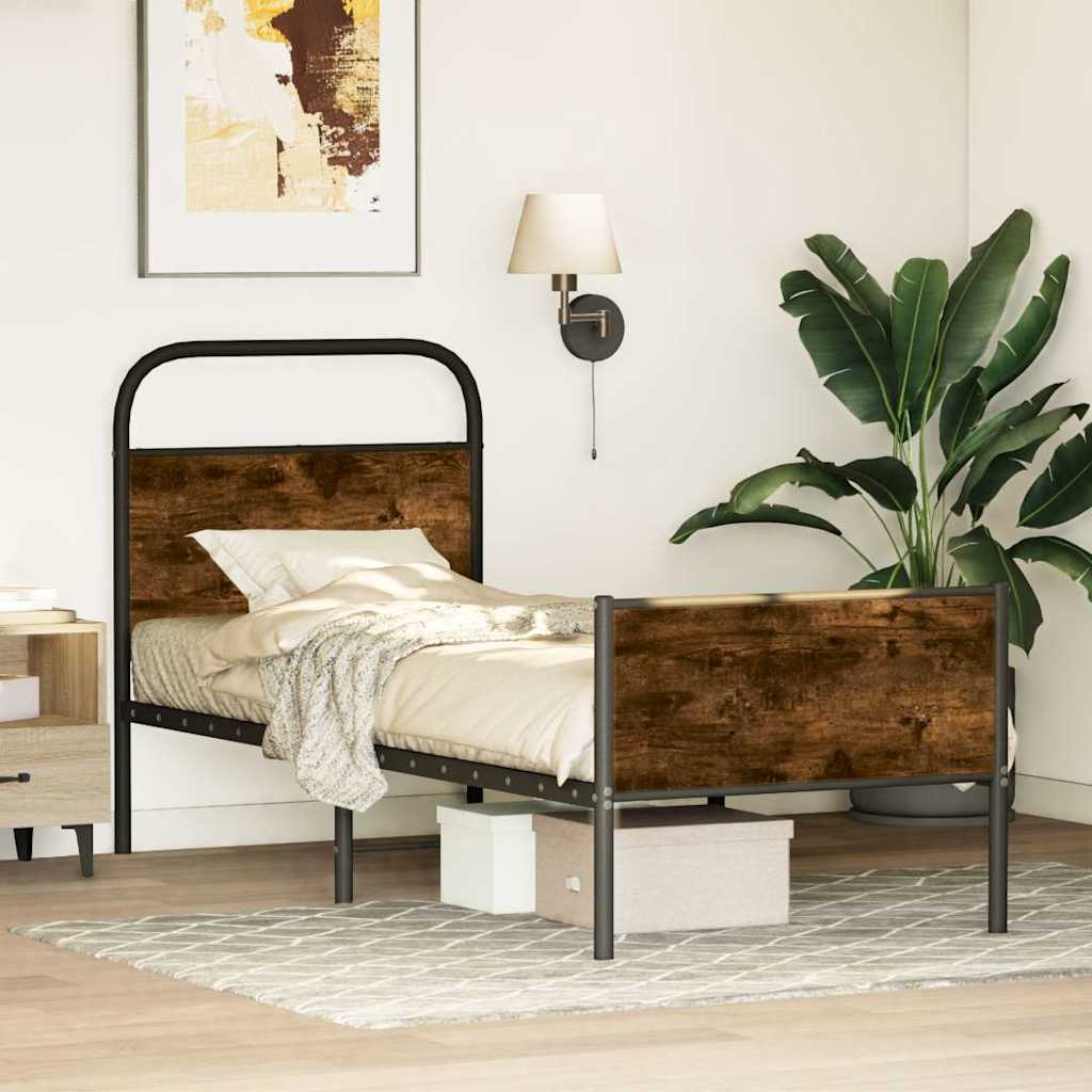 vidaXL Bed Frame without Mattress 75x190 cm Sonoma Oak Engineered Wood 1