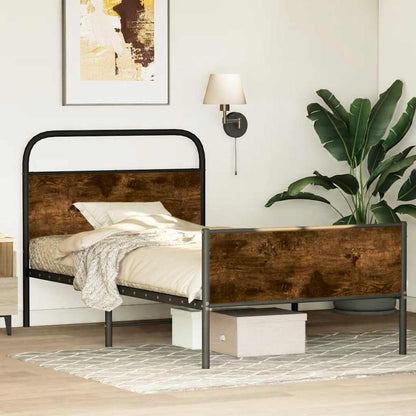 Bed Frame without Mattress Sonoma Oak Engineered Wood Smoked oak Length 190 cm With headboard & high footboard 100 cm