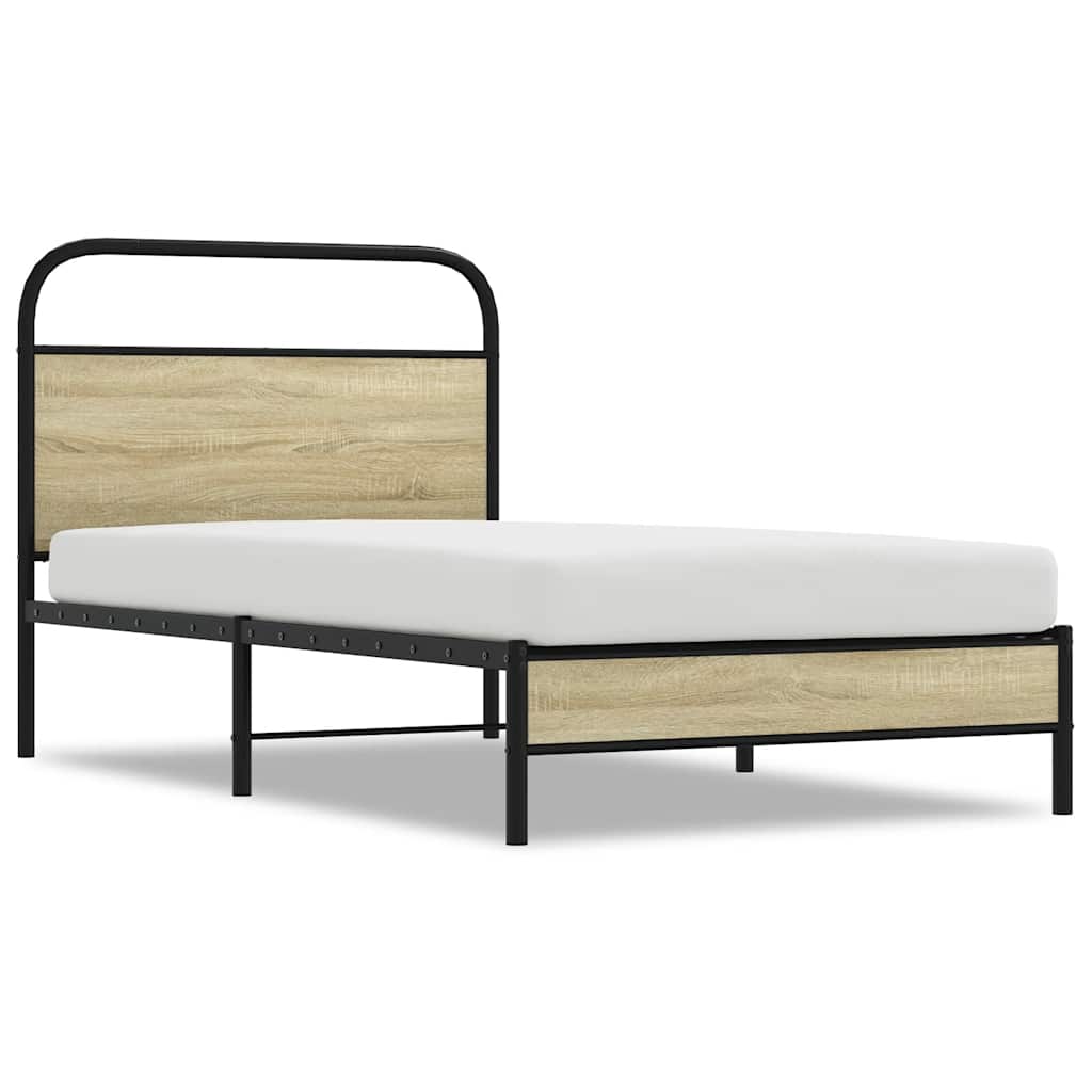 vidaXL Bed Frame without Mattress 100x190 cm Sonoma Oak Engineered Wood 2