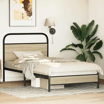 vidaXL Bed Frame without Mattress 100x200 cm Sonoma Oak Engineered Wood 4