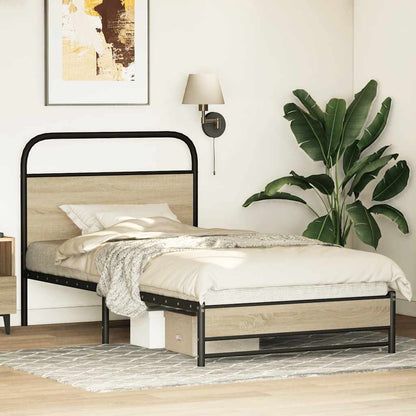 vidaXL Bed Frame without Mattress 90x190 cm Single Sonoma Oak Engineered Wood 4