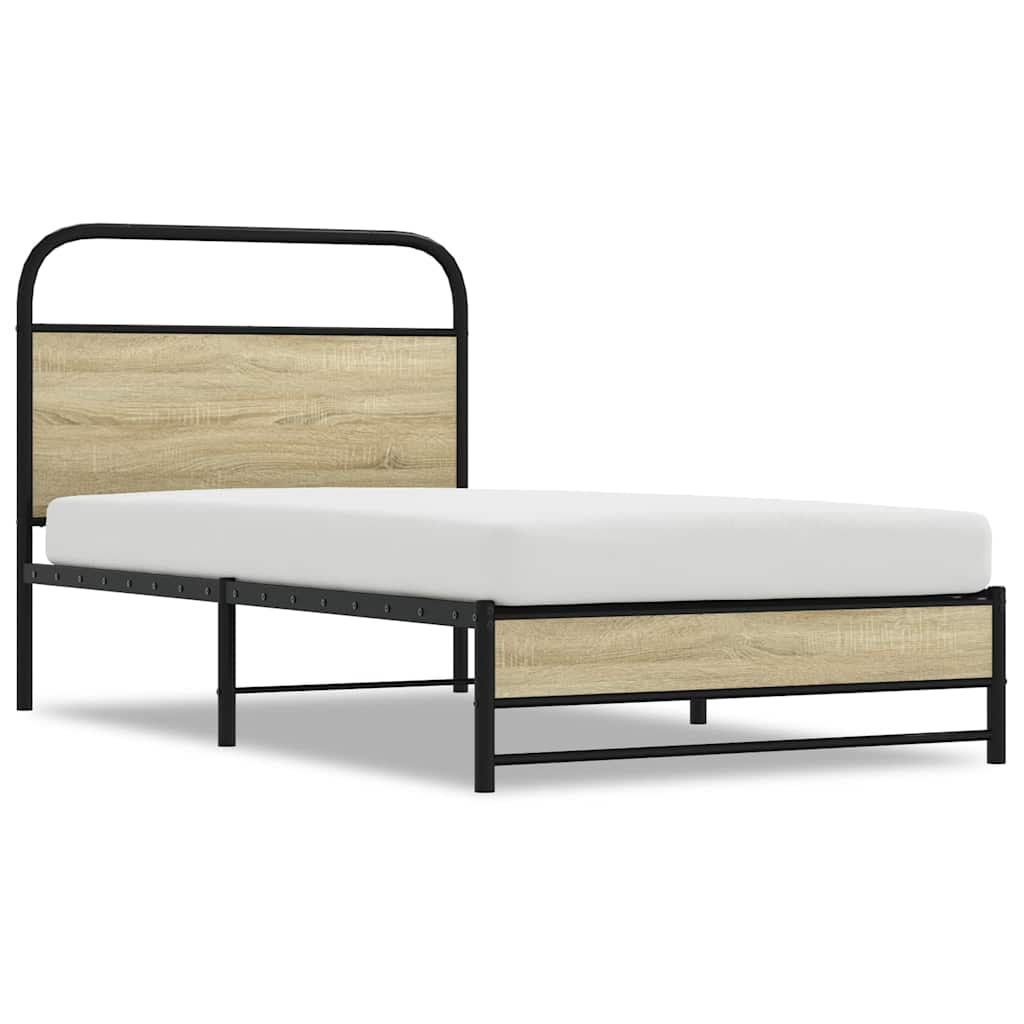 vidaXL Bed Frame without Mattress 100x190 cm Sonoma Oak Engineered Wood 2