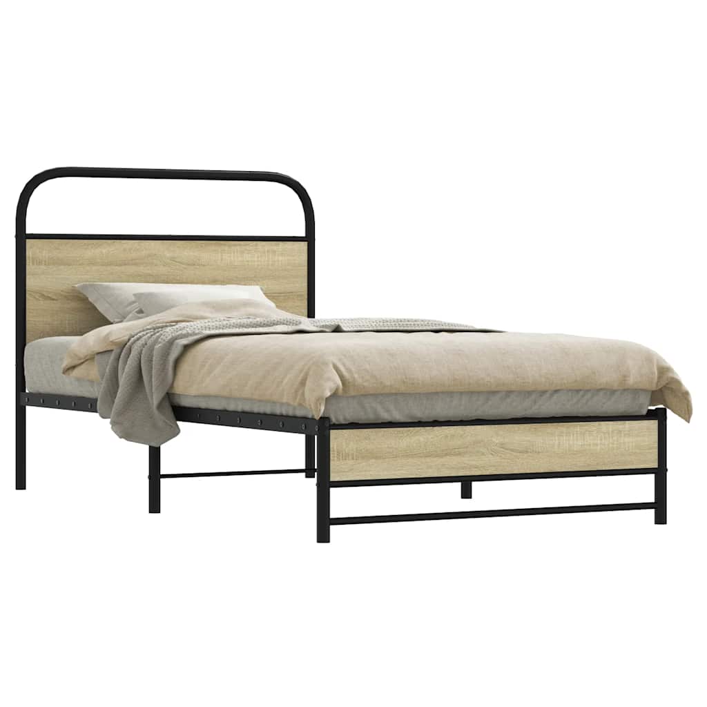 vidaXL Bed Frame without Mattress 100x190 cm Sonoma Oak Engineered Wood 1
