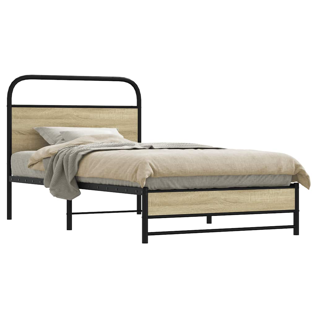 vidaXL Bed Frame without Mattress 100x200 cm Sonoma Oak Engineered Wood 1