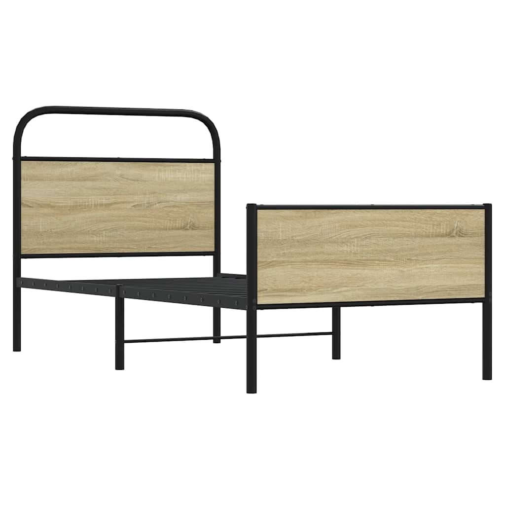 vidaXL Bed Frame without Mattress 75x190 cm Sonoma Oak Engineered Wood 3
