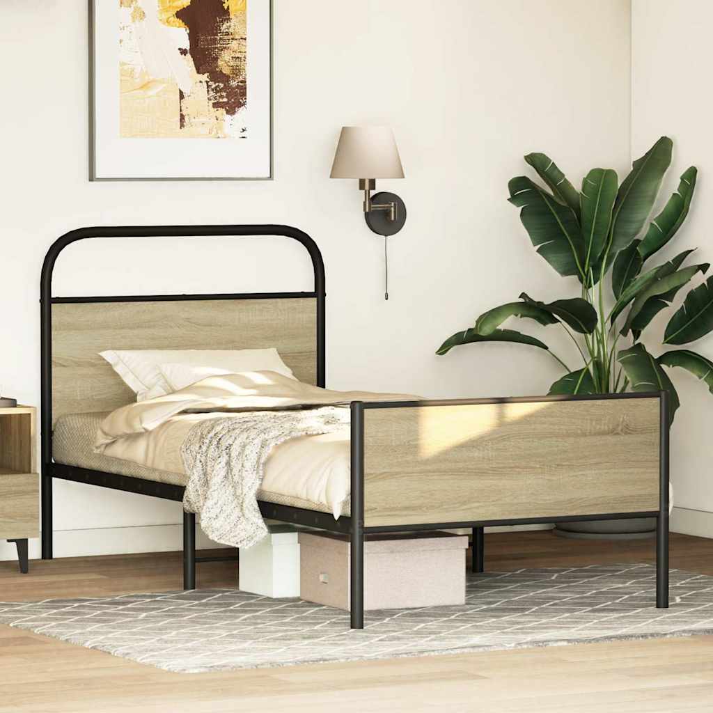 vidaXL Bed Frame without Mattress 80x200 cm Sonoma Oak Engineered Wood 4