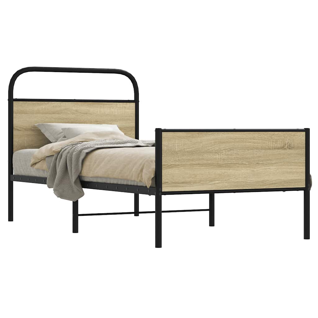 vidaXL Bed Frame without Mattress 80x200 cm Sonoma Oak Engineered Wood 1