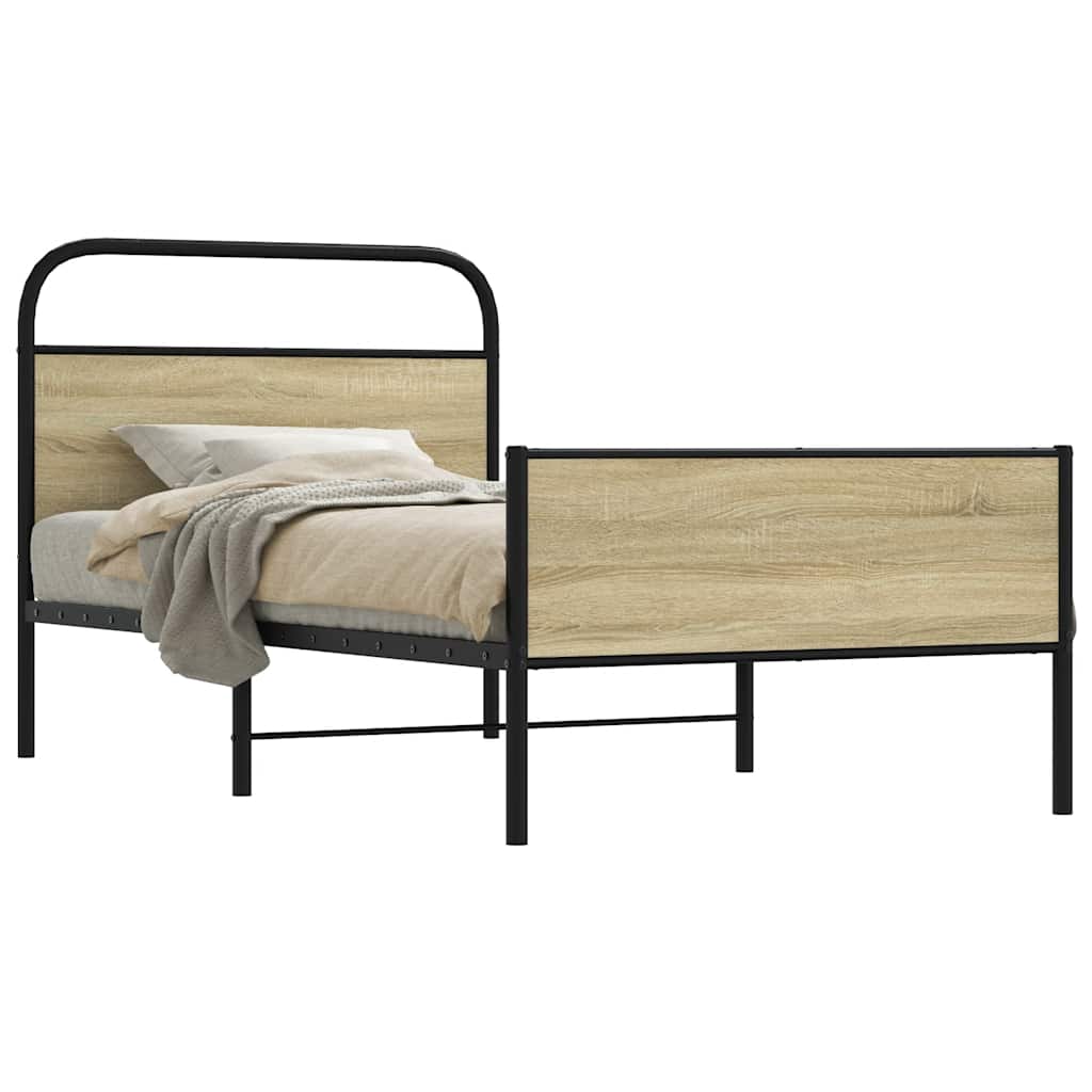 vidaXL Bed Frame without Mattress 90x200 cm Sonoma Oak Engineered Wood 1