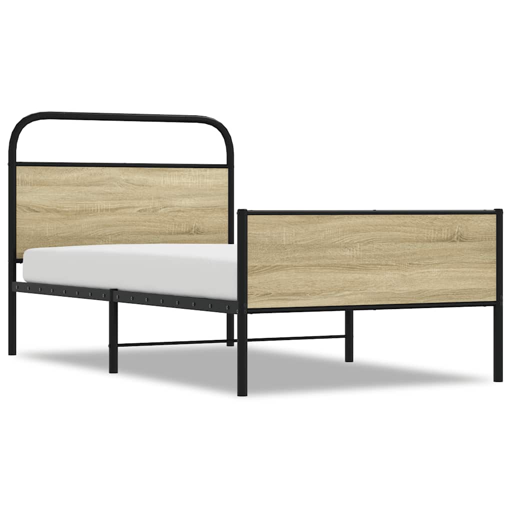 vidaXL Bed Frame without Mattress 100x200 cm Sonoma Oak Engineered Wood 2