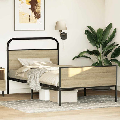 vidaXL Bed Frame without Mattress 100x200 cm Sonoma Oak Engineered Wood 4