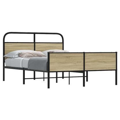 vidaXL Bed Frame without Mattress Engineered Wood Sonoma Oak Length 190 cm with Headboard & High Footboard
