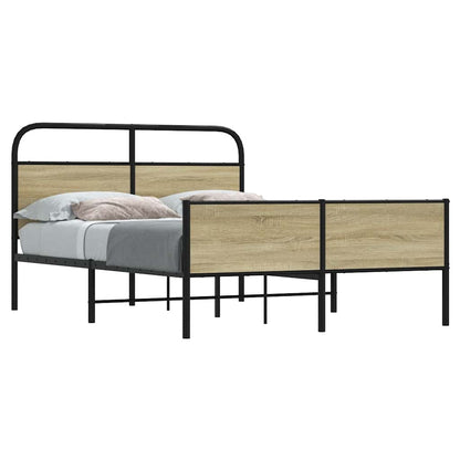 vidaXL Bed Frame without Mattress Engineered Wood Sonoma Oak Length 190 cm with Headboard & High Footboard