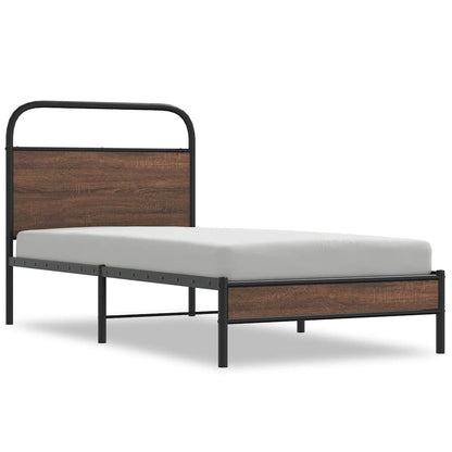 vidaXL Bed Frame without Mattress 100x190 cm Brown Oak Engineered Wood 2