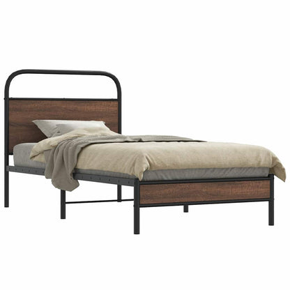 vidaXL Bed Frame without Mattress 100x190 cm Brown Oak Engineered Wood 1