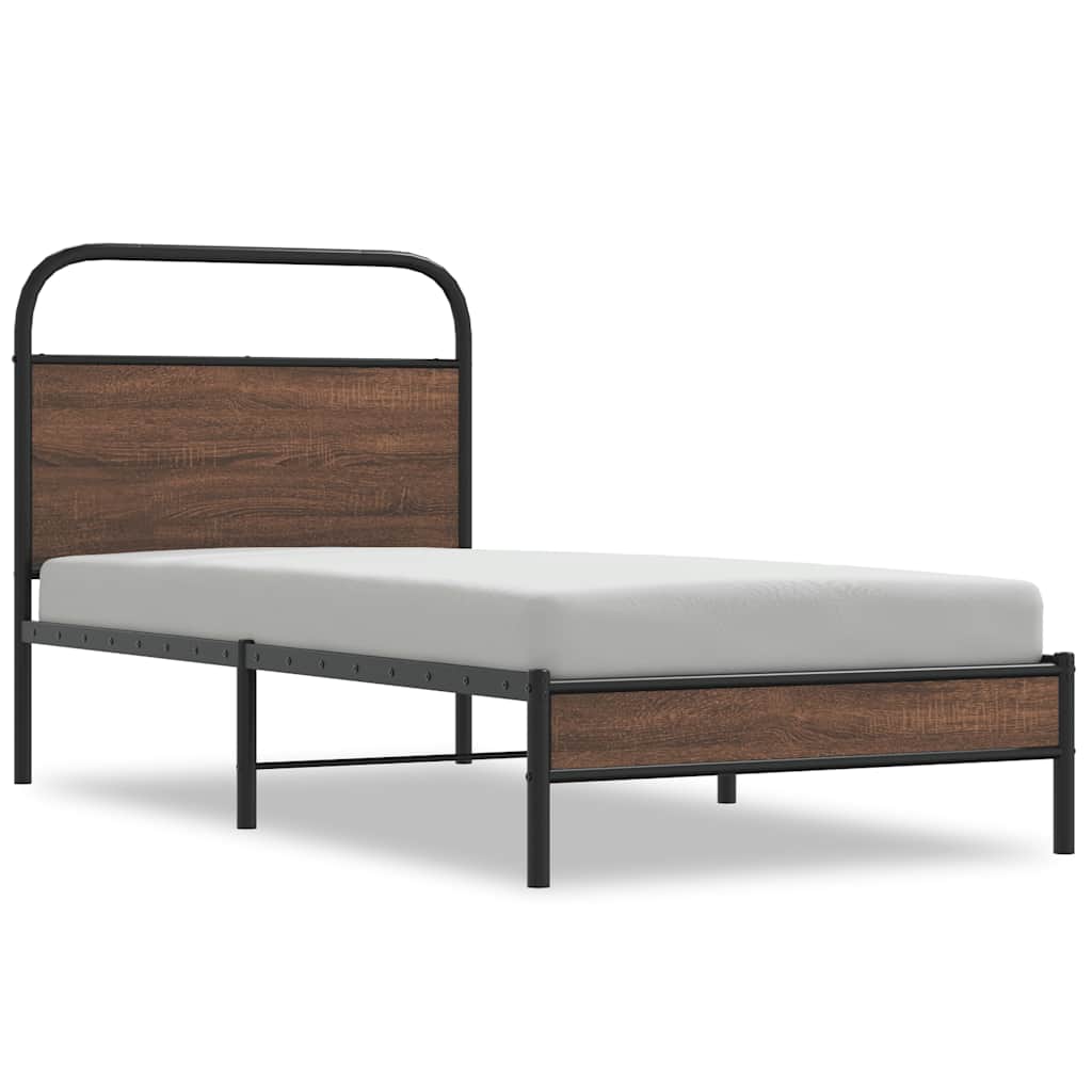 vidaXL Bed Frame without Mattress 100x200 cm Brown Oak Engineered Wood 2