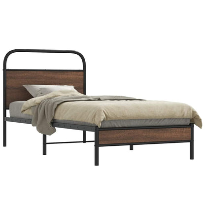 vidaXL Bed Frame without Mattress 100x200 cm Brown Oak Engineered Wood 1