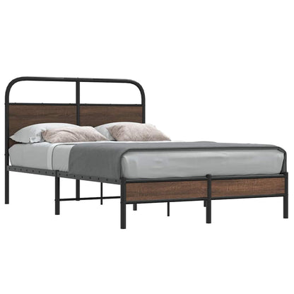 vidaXL Bed Frame without Mattress Engineered Wood Brown oak Length 200 cm With headboard & low footboard
