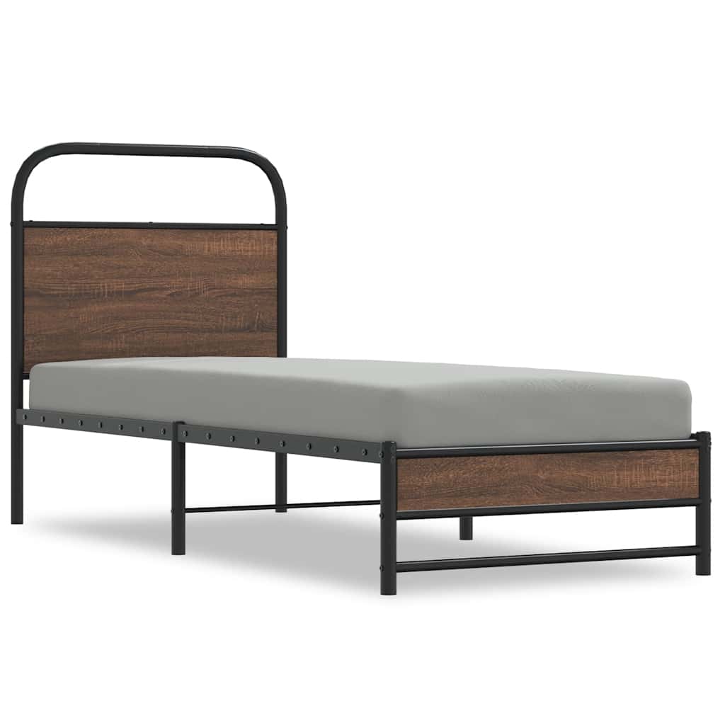 vidaXL Bed Frame without Mattress 80x200 cm Brown Oak Engineered Wood 2