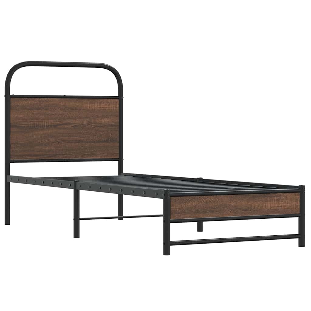 vidaXL Bed Frame without Mattress 80x200 cm Brown Oak Engineered Wood 3
