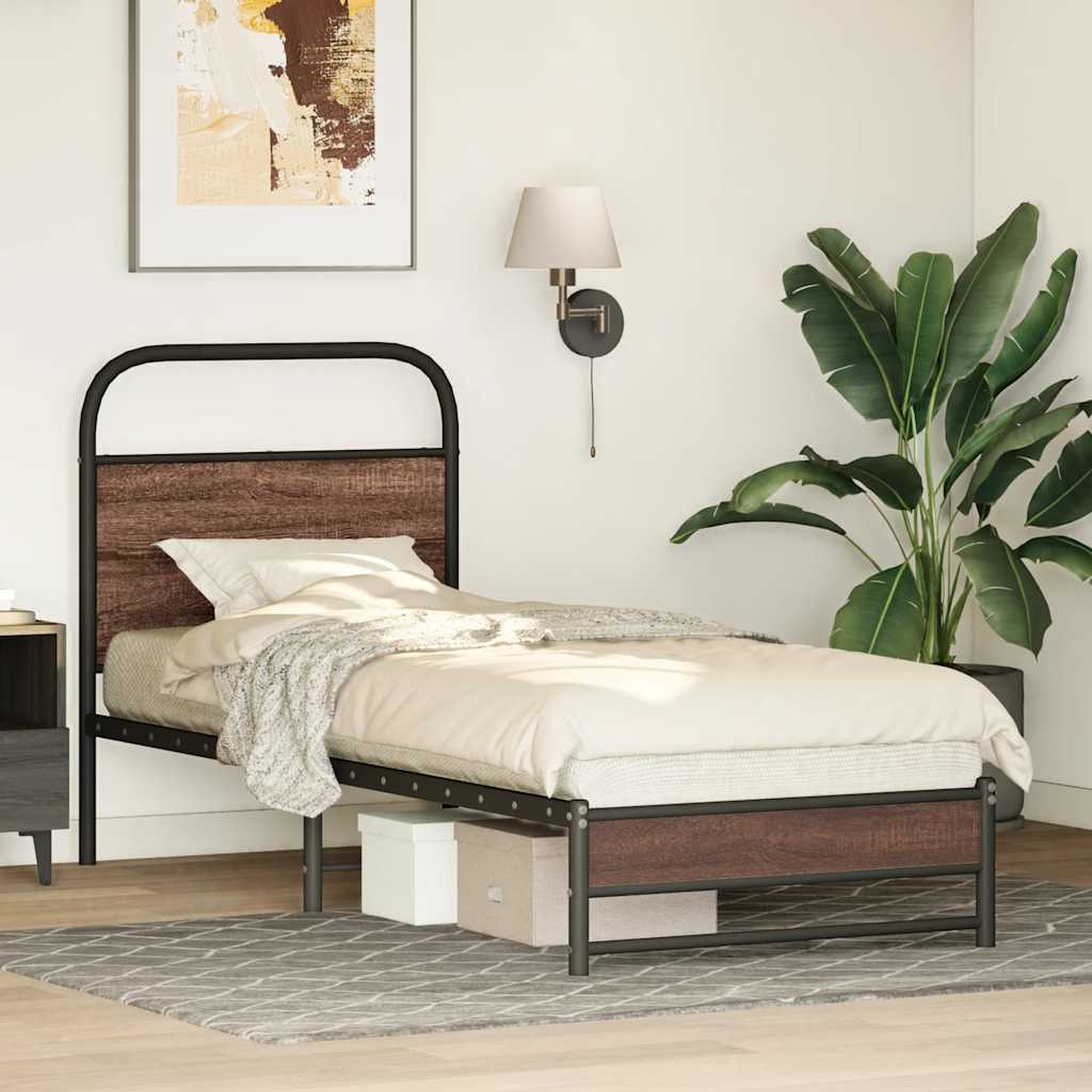 vidaXL Bed Frame without Mattress 80x200 cm Brown Oak Engineered Wood 4