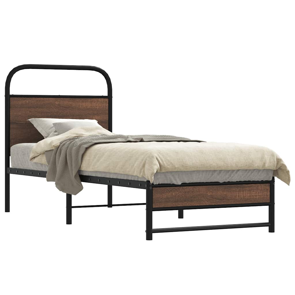 vidaXL Bed Frame without Mattress 80x200 cm Brown Oak Engineered Wood 1