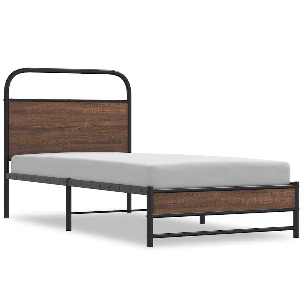 vidaXL Bed Frame without Mattress 90x190 cm Brown Oak Engineered Wood 2
