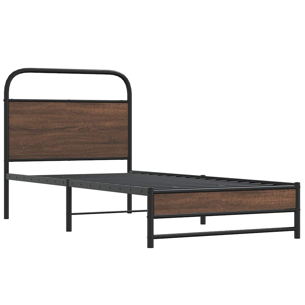 vidaXL Bed Frame without Mattress 100x190 cm Brown Oak Engineered Wood 3