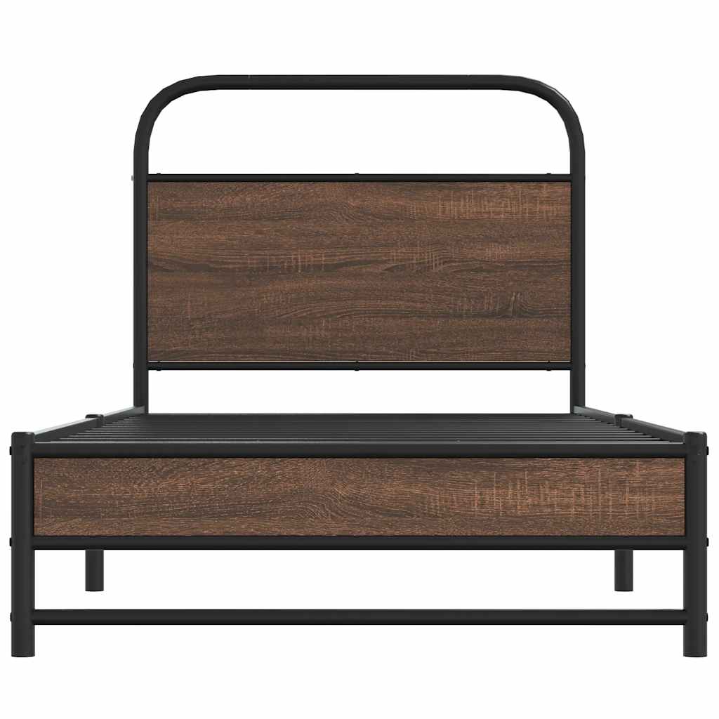 vidaXL Bed Frame without Mattress 100x190 cm Brown Oak Engineered Wood 5