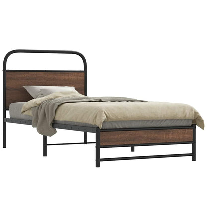 vidaXL Bed Frame without Mattress 100x190 cm Brown Oak Engineered Wood 1