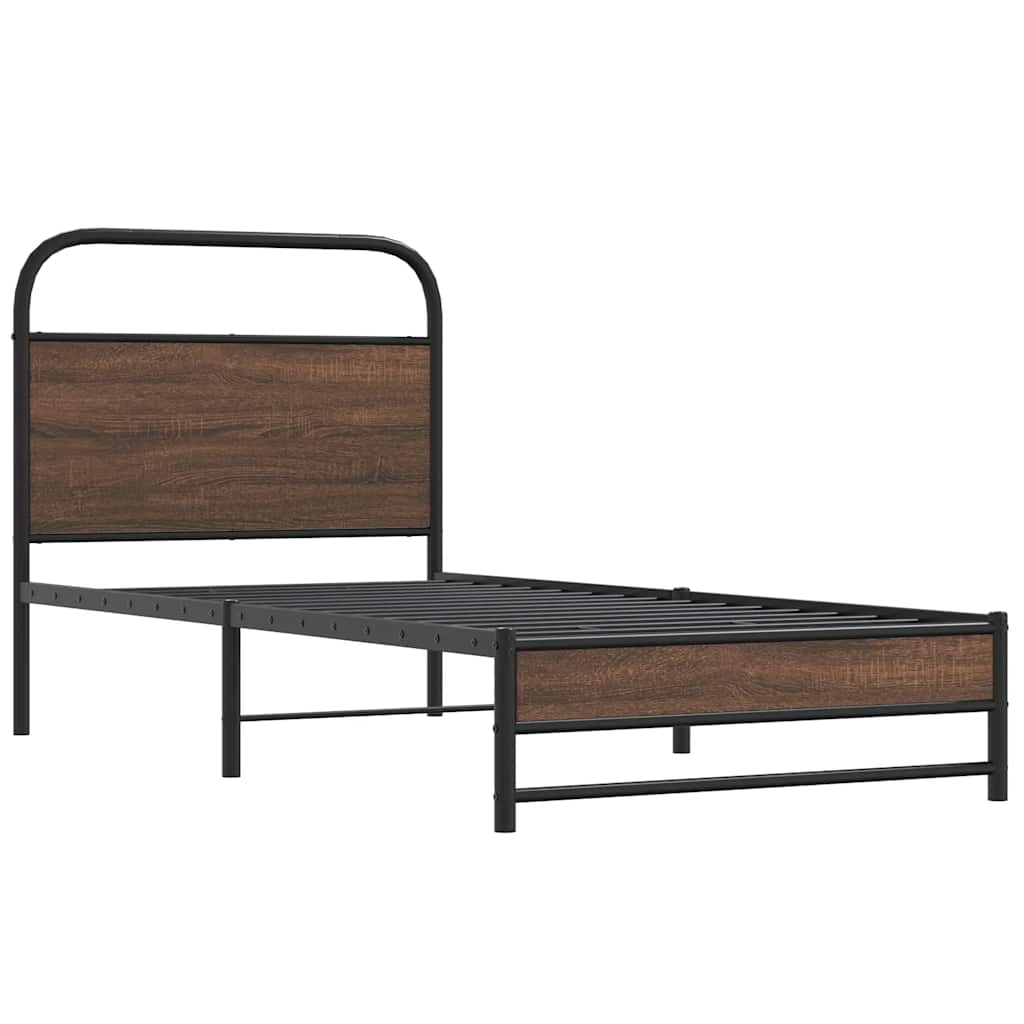 vidaXL Bed Frame without Mattress 100x200 cm Brown Oak Engineered Wood 3