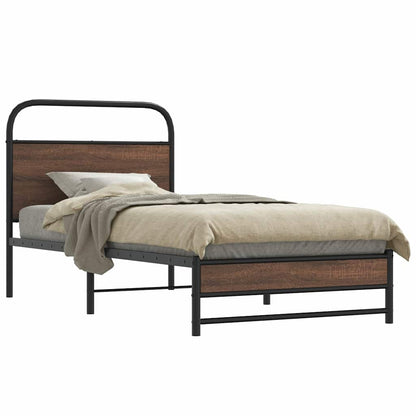 vidaXL Bed Frame without Mattress 100x200 cm Brown Oak Engineered Wood 1