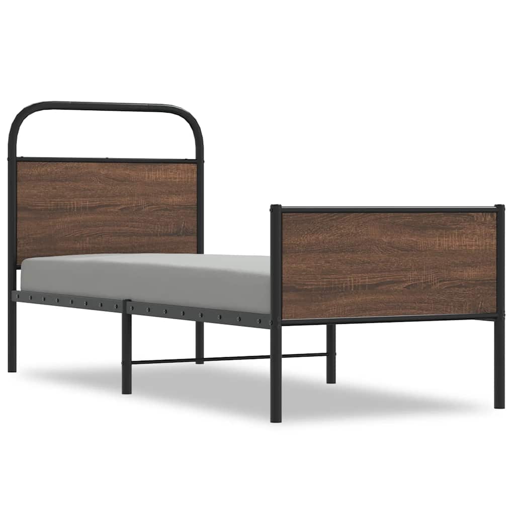 vidaXL Bed Frame without Mattress 80x200 cm Brown Oak Engineered Wood 2