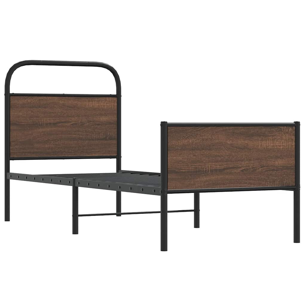 vidaXL Bed Frame without Mattress 80x200 cm Brown Oak Engineered Wood 3