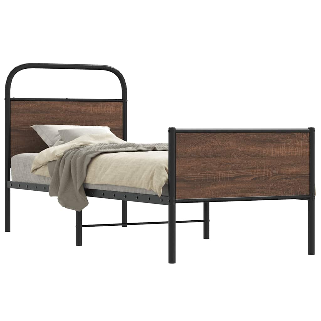 vidaXL Bed Frame without Mattress 80x200 cm Brown Oak Engineered Wood 1