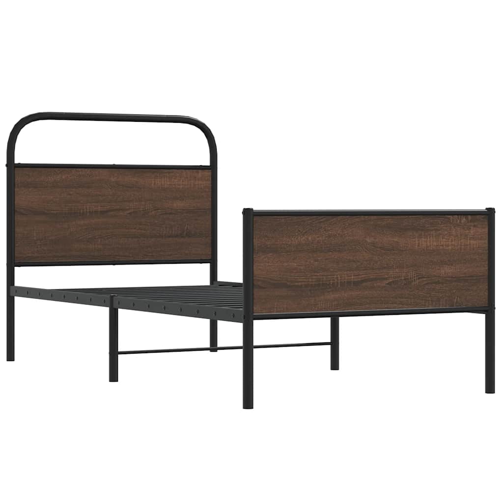 vidaXL Bed Frame without Mattress 100x200 cm Brown Oak Engineered Wood 3