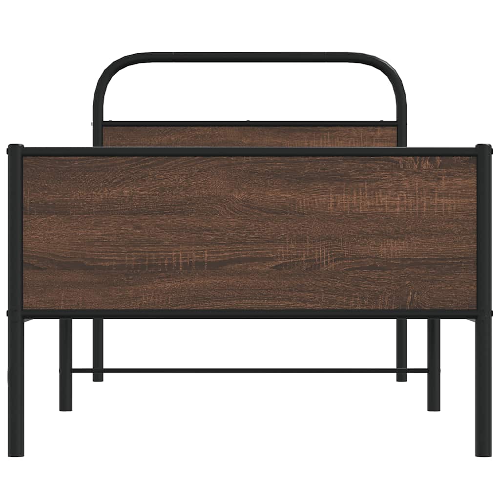 vidaXL Bed Frame without Mattress 100x200 cm Brown Oak Engineered Wood 5