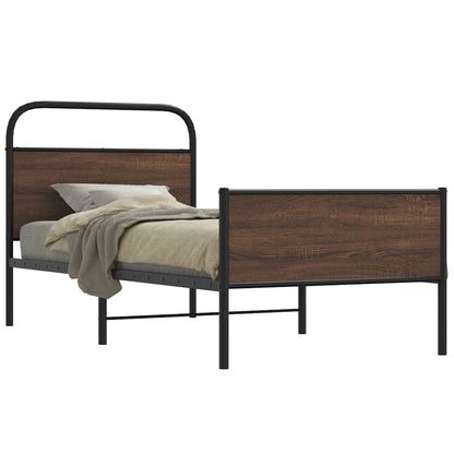 vidaXL Bed Frame without Mattress 100x200 cm Brown Oak Engineered Wood 1