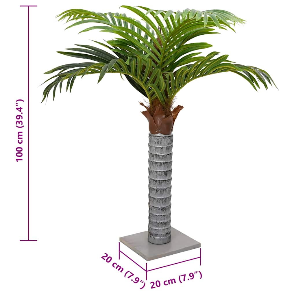 vidaXL Artificial Palm Tree 6 Leaves 100 cm Green 5