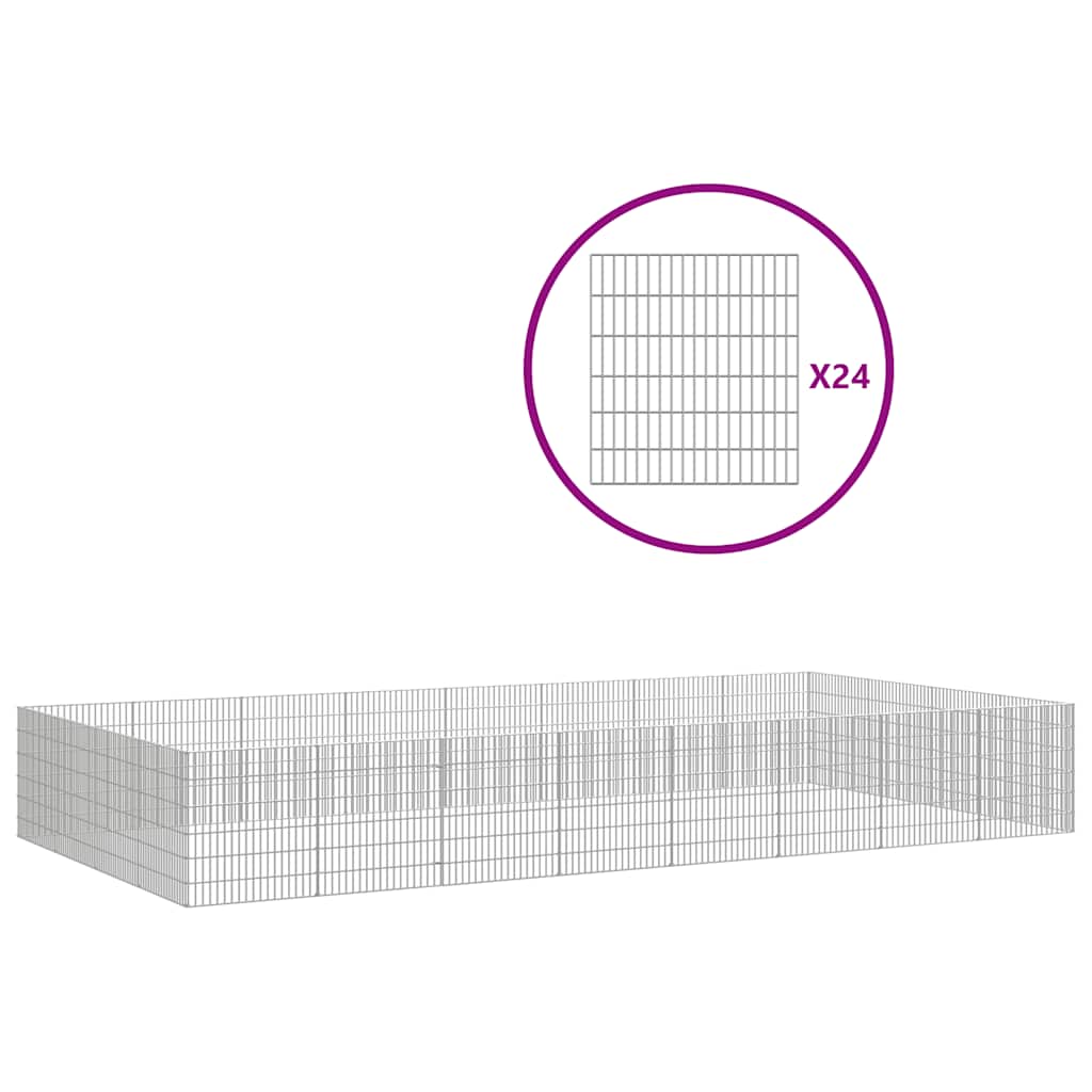 Free Range Animal Enclosure Galvanised Iron 54 x 60 cm 24-panel