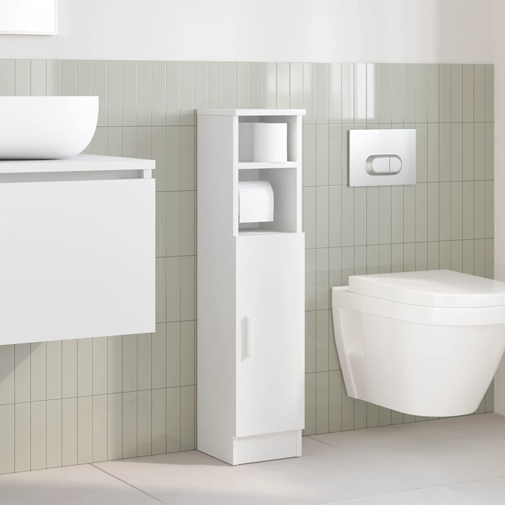 vidaXL Bathroom Cabinet with Roll Holder White 20.5x22x90 cm 3