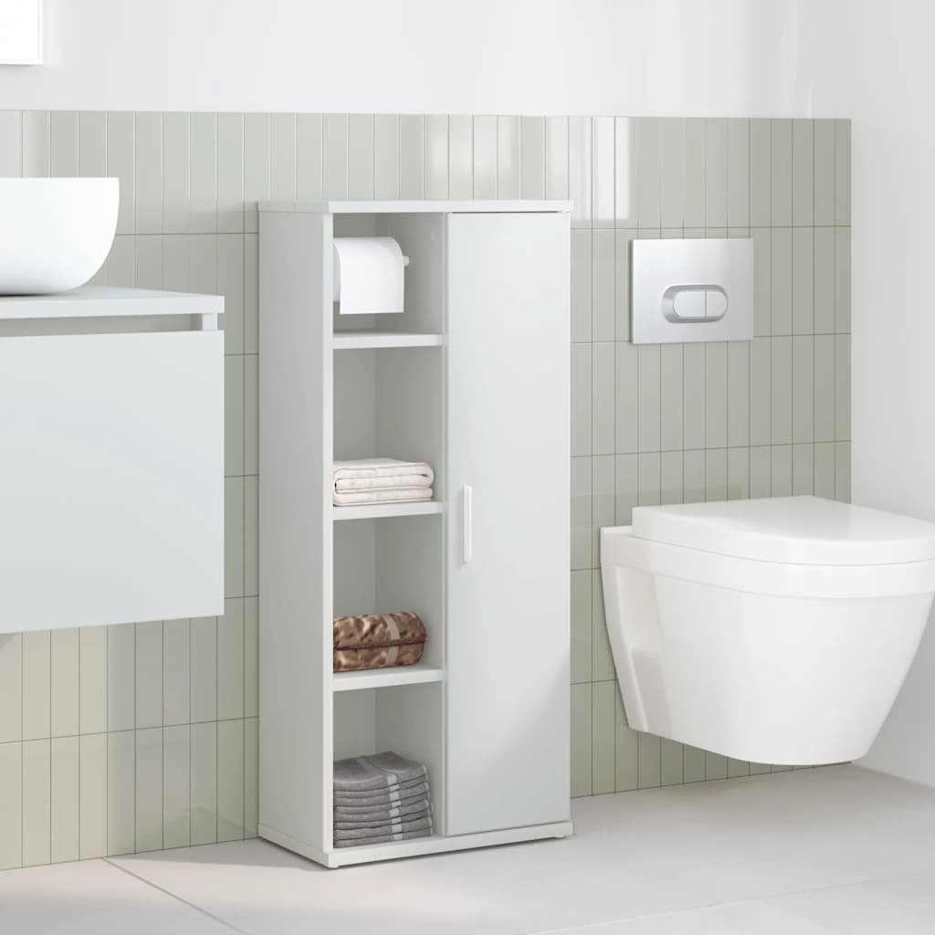 vidaXL Bathroom Cabinet with Roll Holder White 39x22x90 cm 3