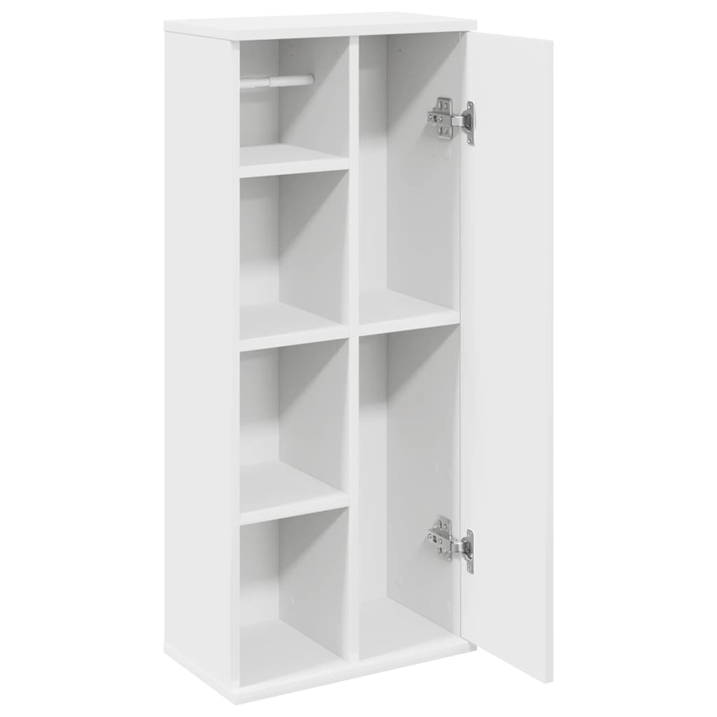 vidaXL Bathroom Cabinet with Roll Holder White 39x22x90 cm 5