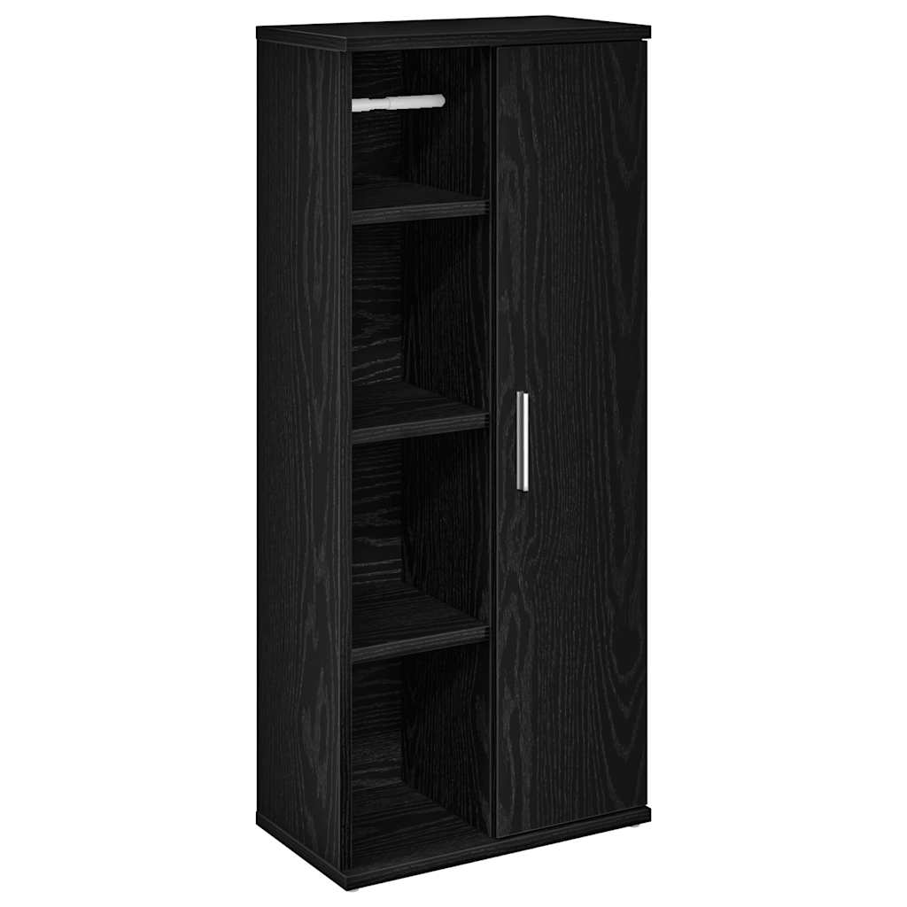 vidaXL Bathroom Cabinet with Roll Holder Black 39x22x90 cm 2