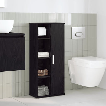 vidaXL Bathroom Cabinet with Roll Holder Black 39x22x90 cm 3