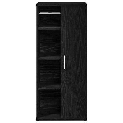 vidaXL Bathroom Cabinet with Roll Holder Black 39x22x90 cm 4