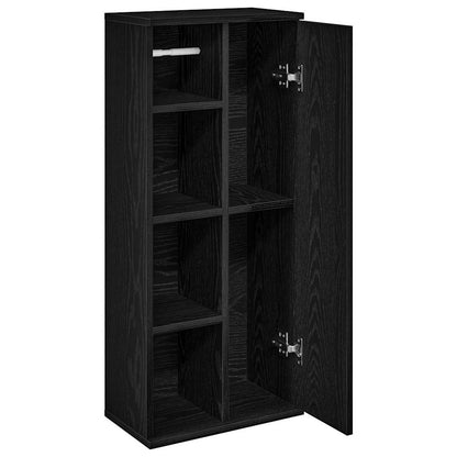 vidaXL Bathroom Cabinet with Roll Holder Black 39x22x90 cm 5
