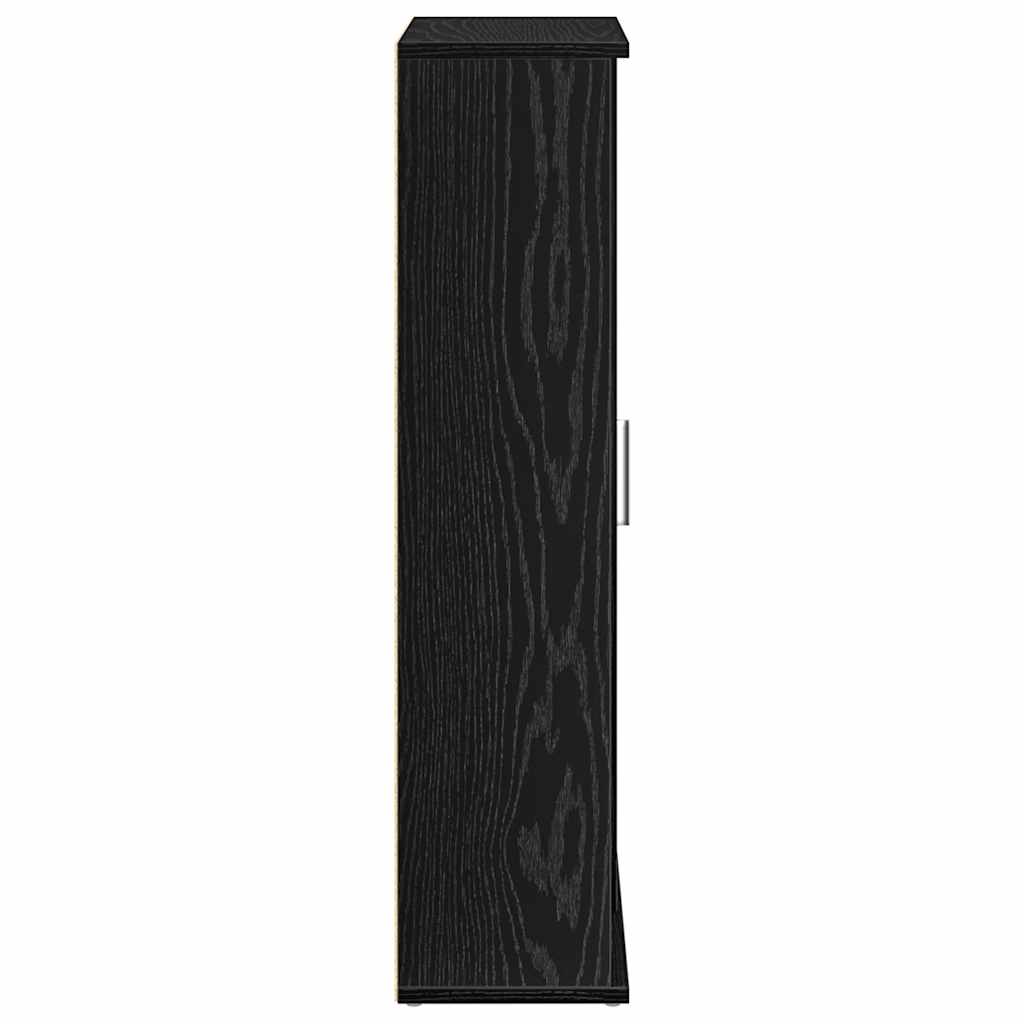vidaXL Bathroom Cabinet with Roll Holder Black 39x22x90 cm 6